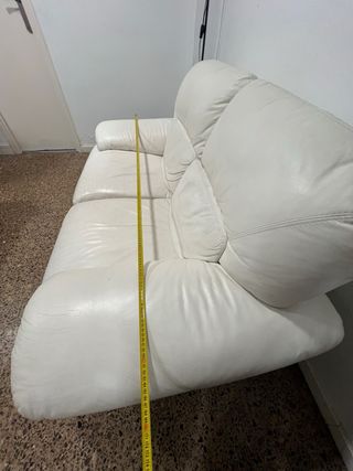Sofá 2 plazas piel auténtica blanco