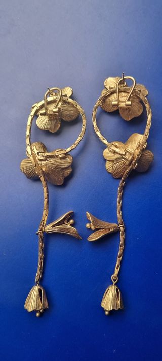 Pendientes Largos Flores Dorados Zara InvitadaBoda