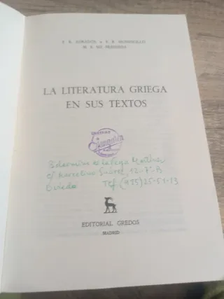LA LITERATURA GRIEGA EN SUS TEXTOS