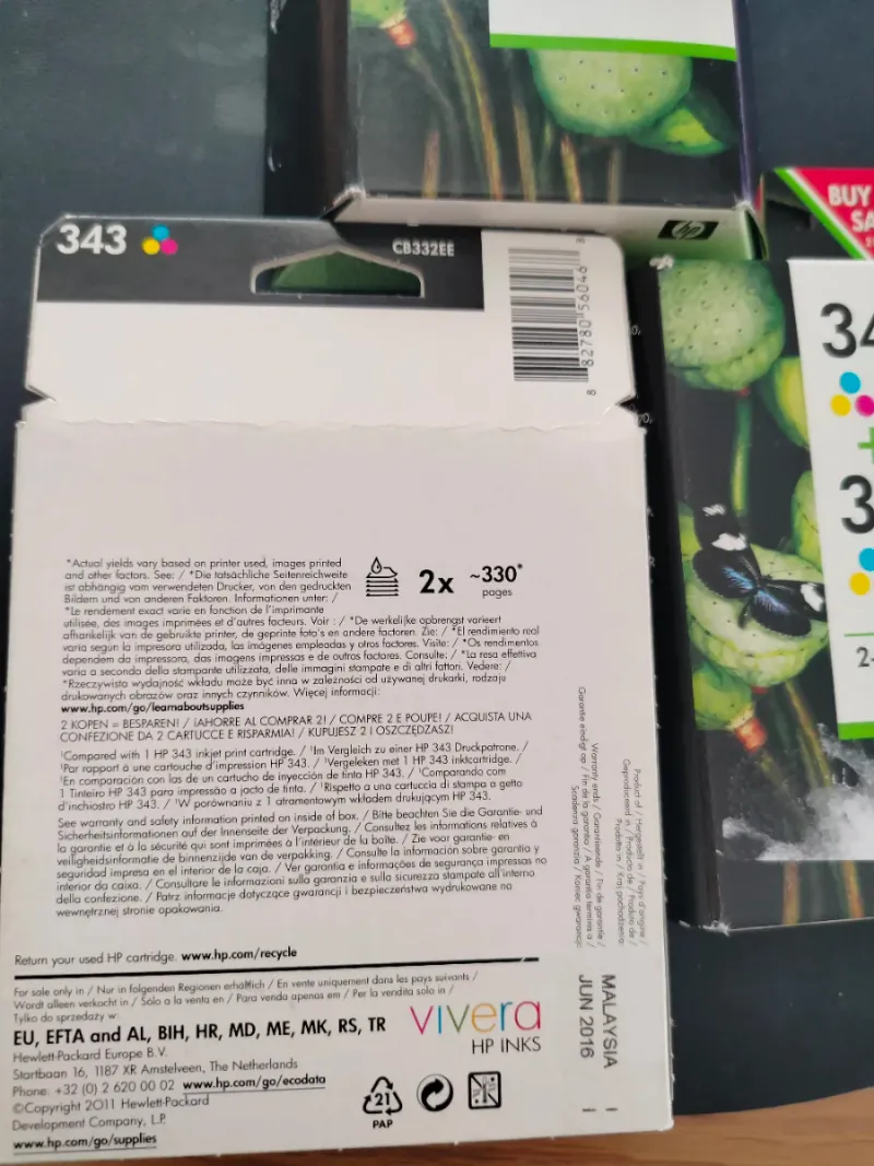 Cartuchos HP 343 Tricolor 2-Pack afbeelding 3