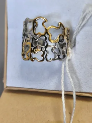Anillo Tous Oso Dorado y Plateado