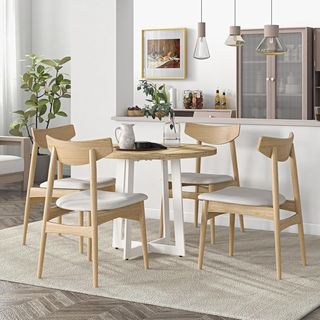 Mesa de Comedor Redonda para 4 Personas, Mesa de Cocina Moderna con Tablero de Madera, Ø100X75Cm, Blanco