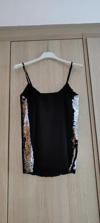 Top plata/negro lentejuelas reversibles