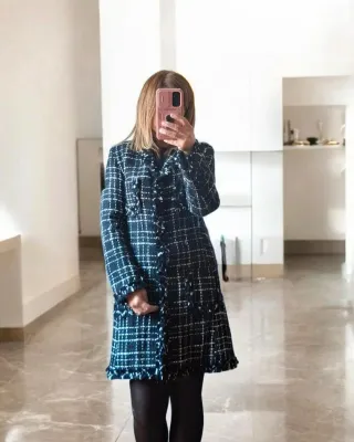 Cappotto donna tweed bianco e nero