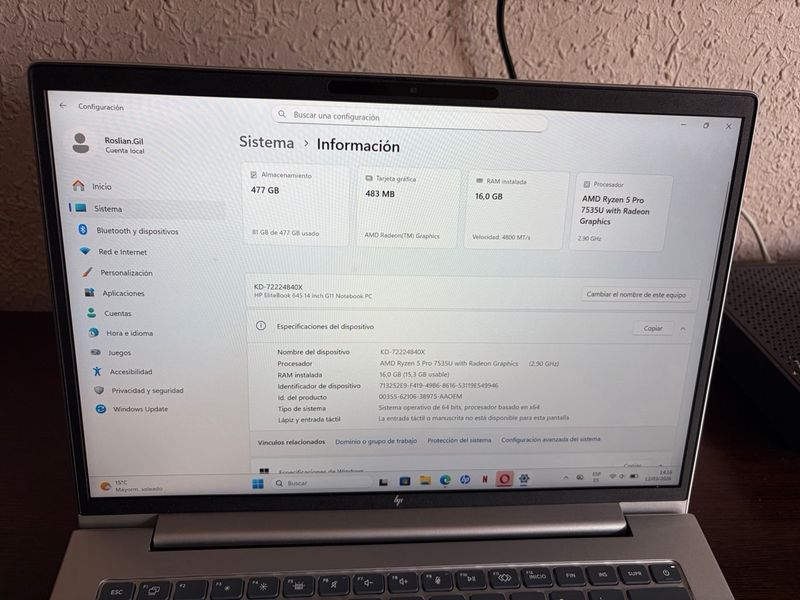 Portátil HP Elitebook Plata afbeelding 5