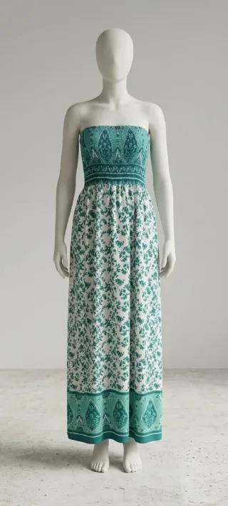 (S) Vestido largo Shein verde y blanco talla S