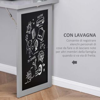 Escritorio Con Librería Y Pizarra, Escritorio Ahorra Espacio Con Tablero Plegable de Madera de Pino, Mesa de Trabajo Con Estantes Regulables, para Habitación, Estudio, Oficina, 98X51X153 Cm, Gris