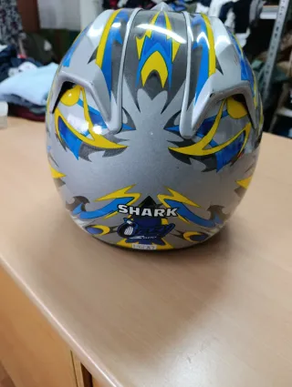 Casco de moto Shark gris y azul talla S