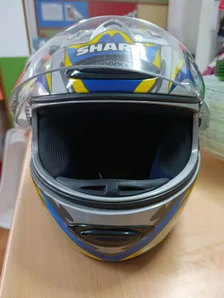 Casco de moto Shark gris y azul talla S