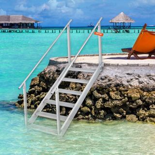 Escalera de muelle de aluminio Escalera de muelle para barco 43-51in/109.2-129.5 cm Altura ajustable 6 pasos