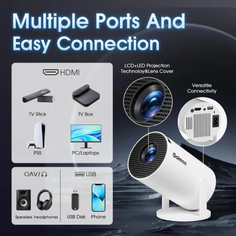 Proyector Gaimoo GM200 4K WiFi Bluetooth afbeelding 4
