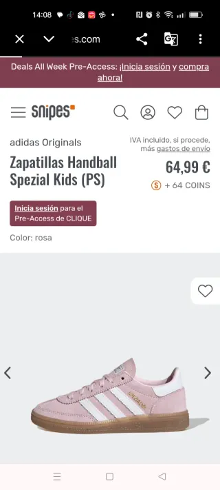 Adidas Bambas Deportivas Rosa Núm 32