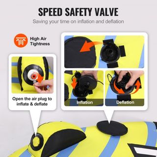 Tubo Remolcable para Navegar, Tubo Inflable Remolcable para 1-3 Pasajeros con Aletas de Protección, Tubos de Deporte Acuático Remolcables de 510 lbs para Barcos, Cubierta de Nylon Completa, Asas d...