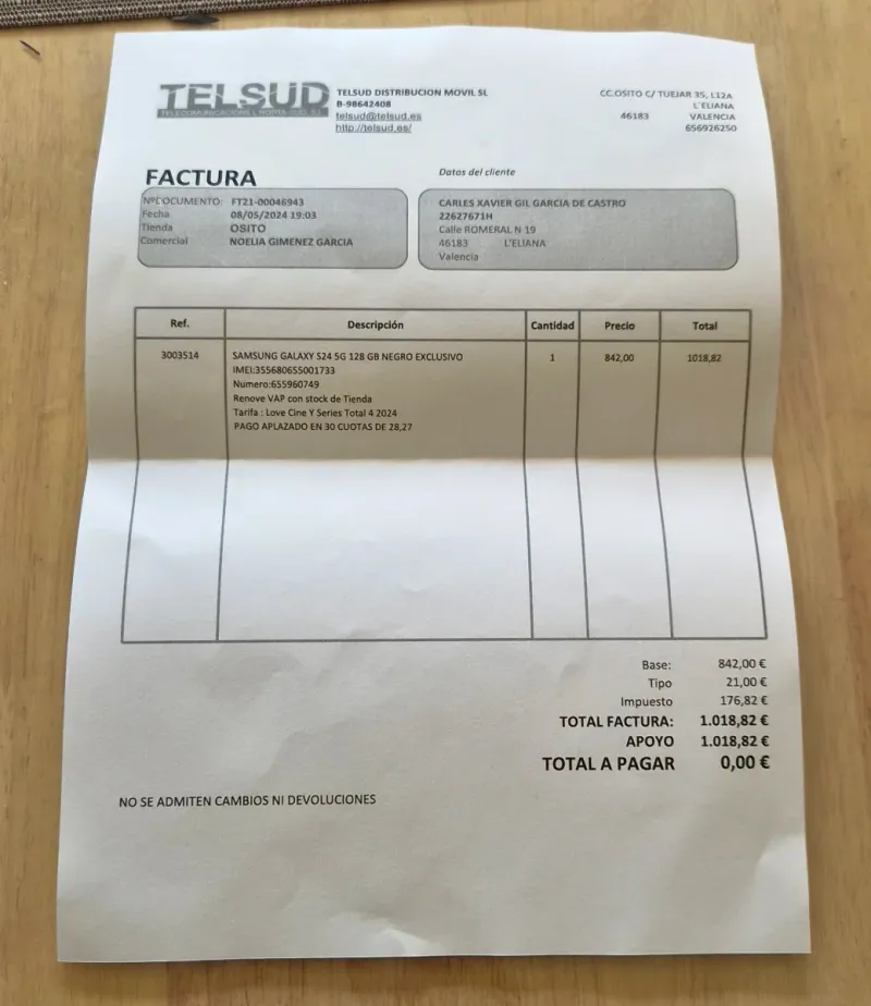 Samsung Galaxy S24 128GB Negro