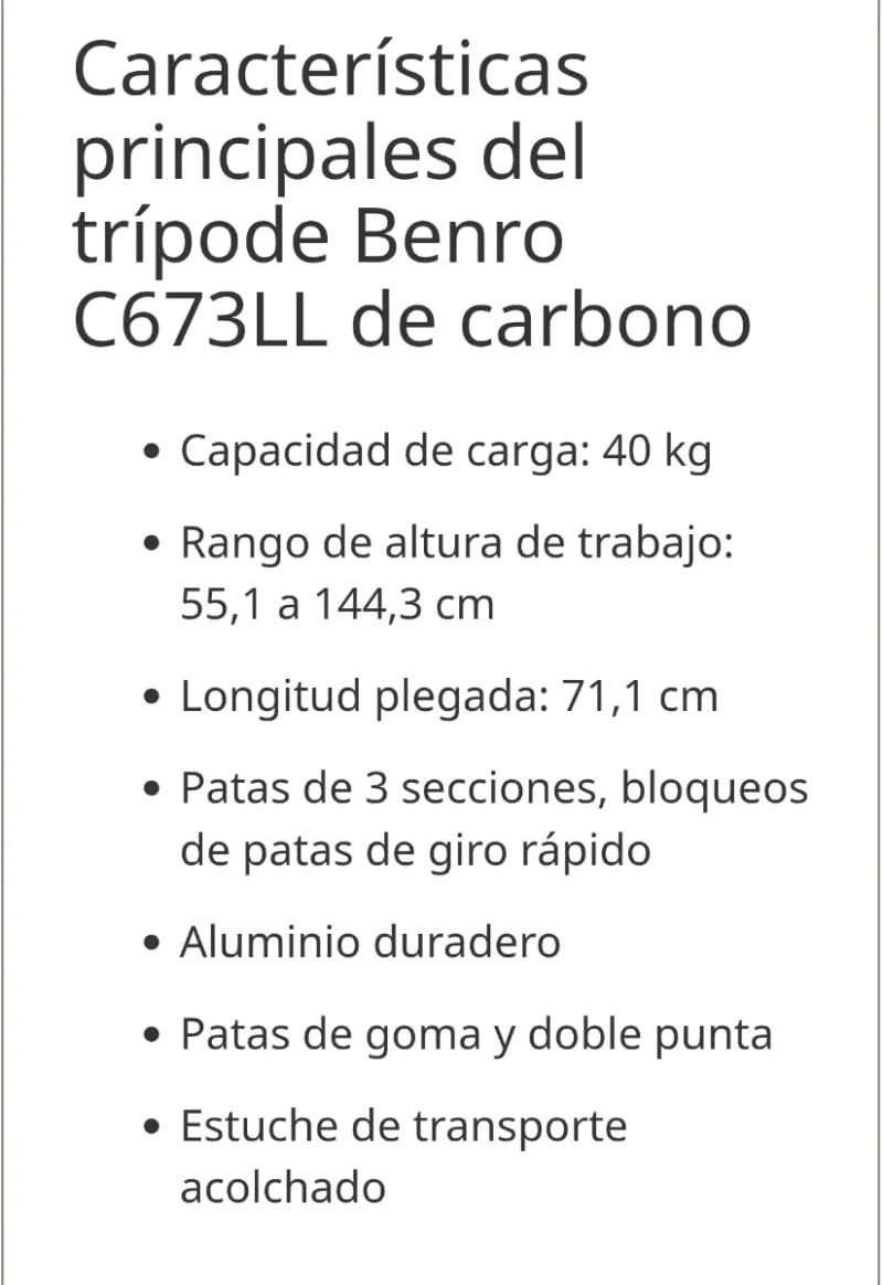 Trípode Benro C673TM Carbono afbeelding 6