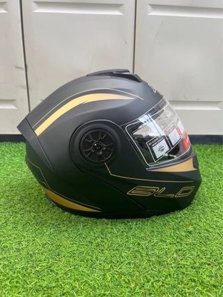 Casco Moto Modular BLD Negro Dorado