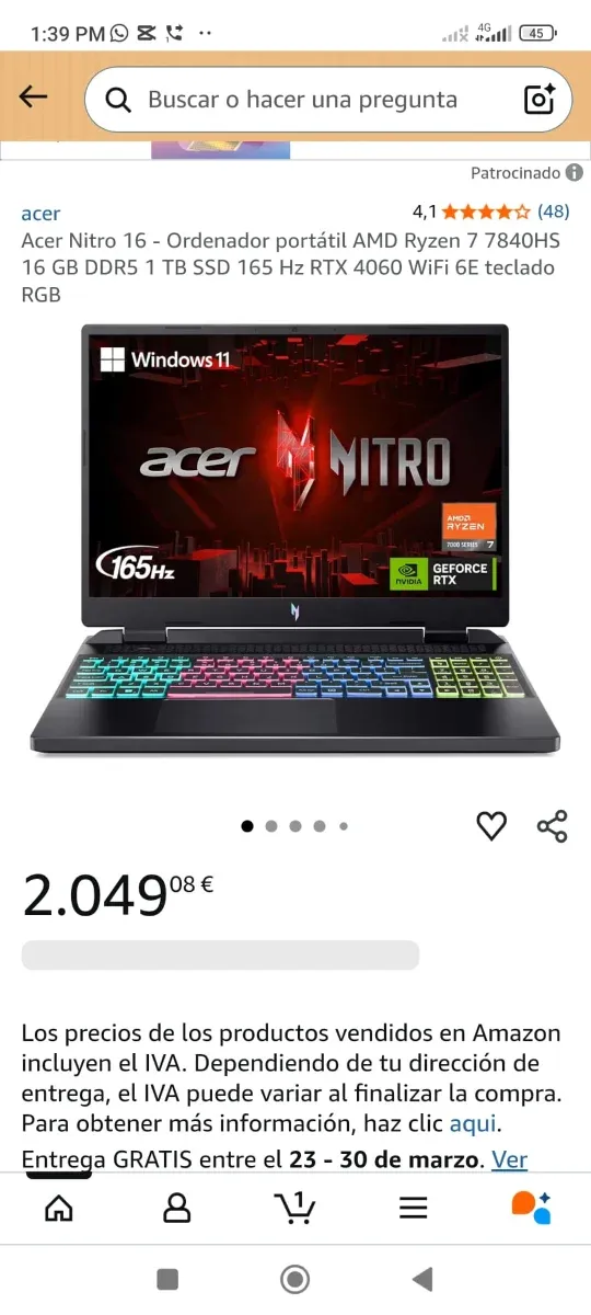 Portátil Acer Nitro 17 afbeelding 3