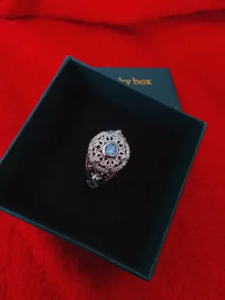 Anillo Plata 925 con Circonitas y Piedra Azul