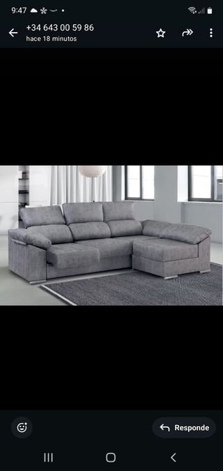 Divano Chaise Longue Reversibile con Sedili Reclinabili