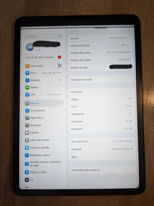 iPad Pro 11 1ª Gen 64GB Wifi Plata