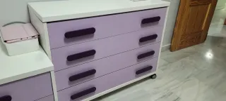 Cajoneras moradas y blancas