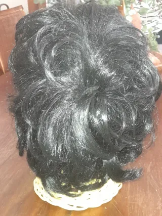 PELUCA VINTAGE AÑOS 60 PELO CORTO NEGRO 100% DYNEL