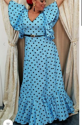 Vestido Flamenca Lunares Blanco y Negro