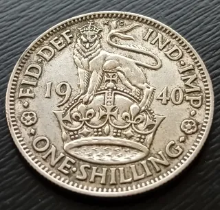 MONEDA PLATA CHELIN BRITÁNICO JORGE VI 1940
