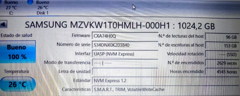 1TB SSD Samsung SM961 NVMe Unidad de estado sólido afbeelding 3