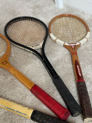 Lote 5 raquetas tenis clásicas madera