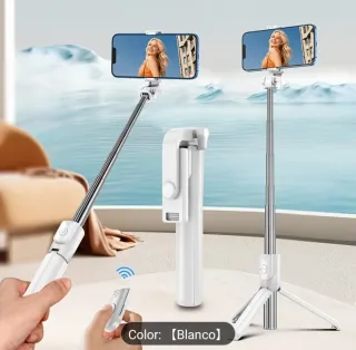 Palo Selfie Trípode Bluetooth Blanco