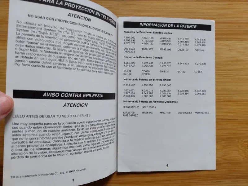 MANUAL DE PRECAUCIONES ESPAÑOL JUEGOS SNES afbeelding 2