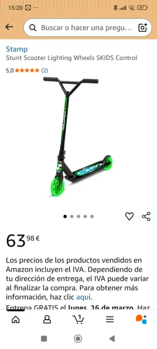 Patinete Stunt Scooter con Ruedas LED