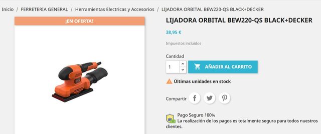 Lijadora Orbital Black & Decker - buen estado!!