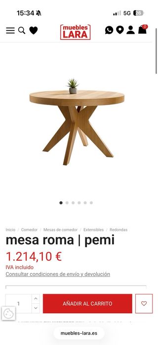 Mesa redonda extensible roble