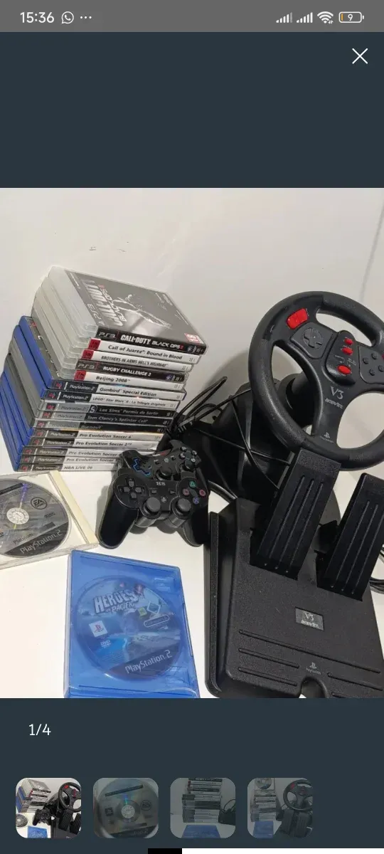 Juegos y accesorios de PS2/PS3: Volante, controlador y juegos