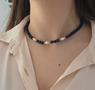 Collana Lapislazzuli e Perle di fiume