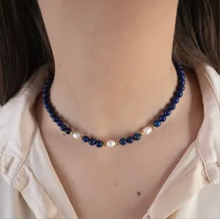 Collana Lapislazzuli e Perle di fiume