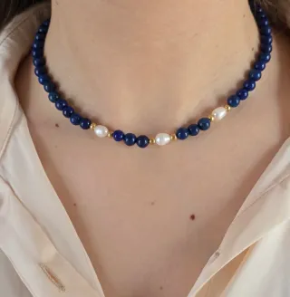 Collana Lapislazzuli e Perle di fiume
