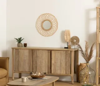 Espejo Redondo Mimbre Grande 58 cm