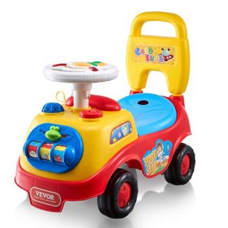 Coche de empuje para niños pequeños, de 1 a 3 años, corredor de paseo, juguete de empuje para sentarse y levantarse, coche clásico para niños con volante musical, bocina y almacenamiento debajo de...