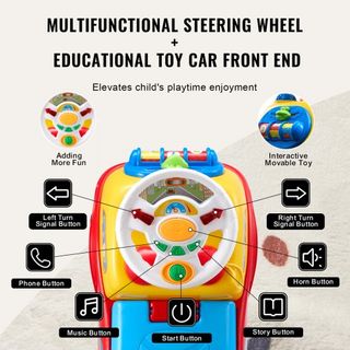 Coche de empuje para niños pequeños, de 1 a 3 años, corredor de paseo, juguete de empuje para sentarse y levantarse, coche clásico para niños con volante musical, bocina y almacenamiento debajo de...