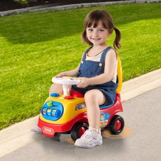 Coche de empuje para niños pequeños, de 1 a 3 años, corredor de paseo, juguete de empuje para sentarse y levantarse, coche clásico para niños con volante musical, bocina y almacenamiento debajo de...