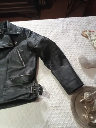 Chaqueta Cuero Vintage Negra Talla XL