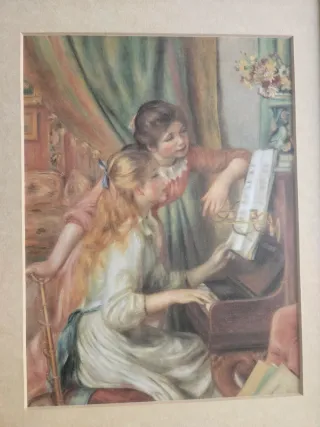 Cuadro de dos chicas tocando piano