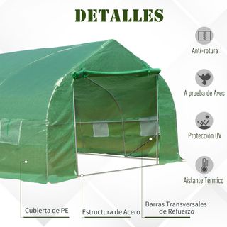 Invernadero Túnel 800x300x200cm con 12 Ventanas