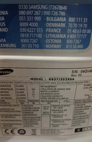 Cajón y balda Frigorífico Samsung Mod.RB37J5029SA