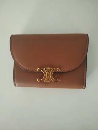 Portafoglio Celine Pelle Marrone Oro