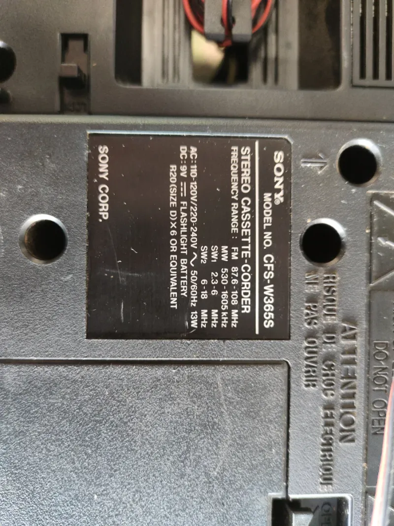 Radio Cassette Sony CFS-W365S AM/FM Estéreo afbeelding 7