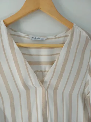 Blusa Stradivarius Rayas Beige Talla S.